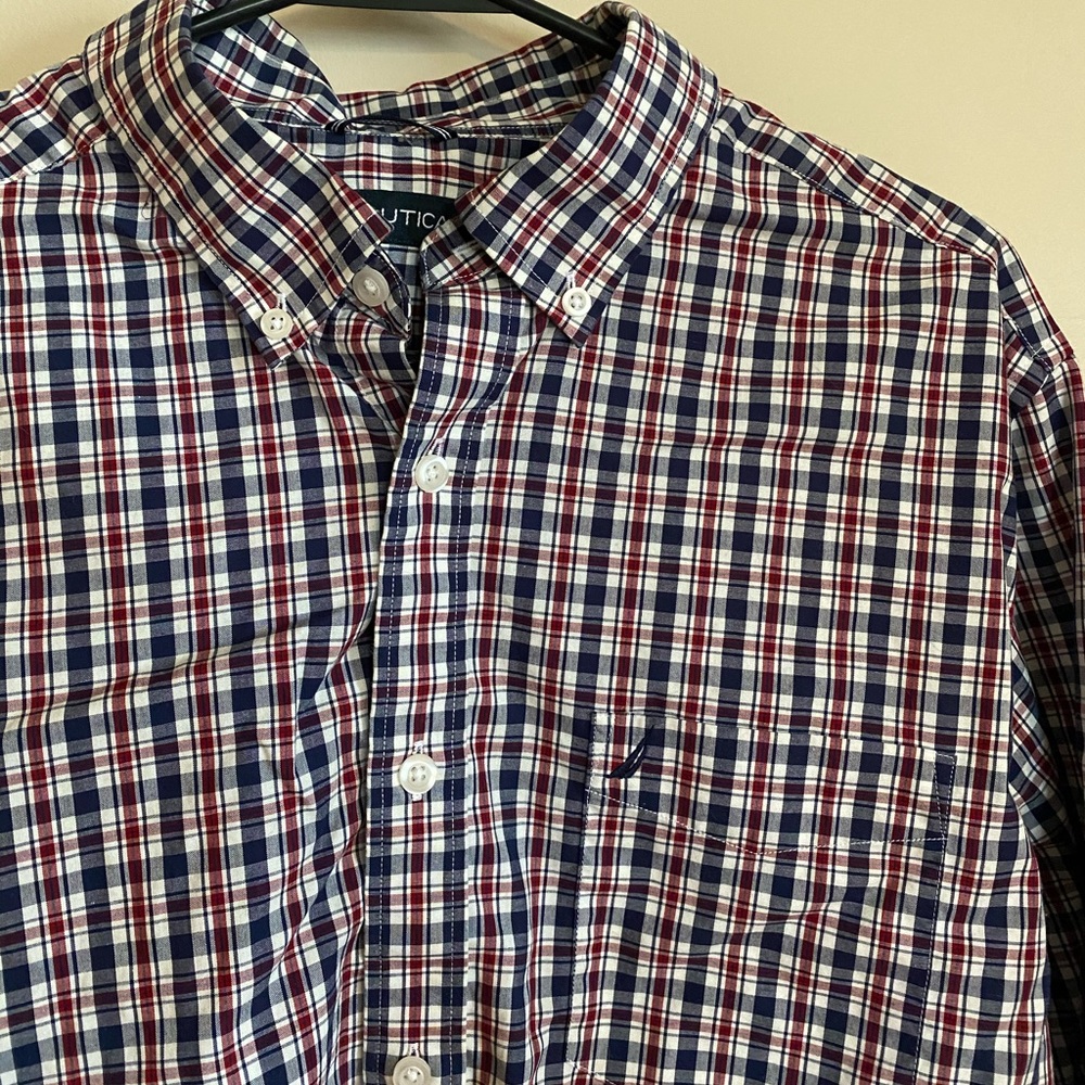Nautica Red, White, and Blue Dress Shirt